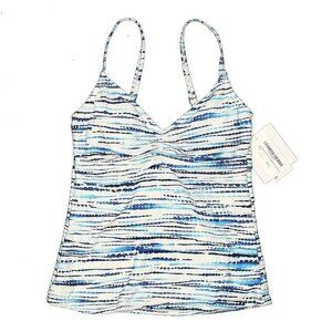 La Blanca ‎ Blue and White Striped Swimsuit Top Size 0